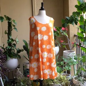 🌻 NWOT Vintage-Style Orange dress Floral Print 🌼